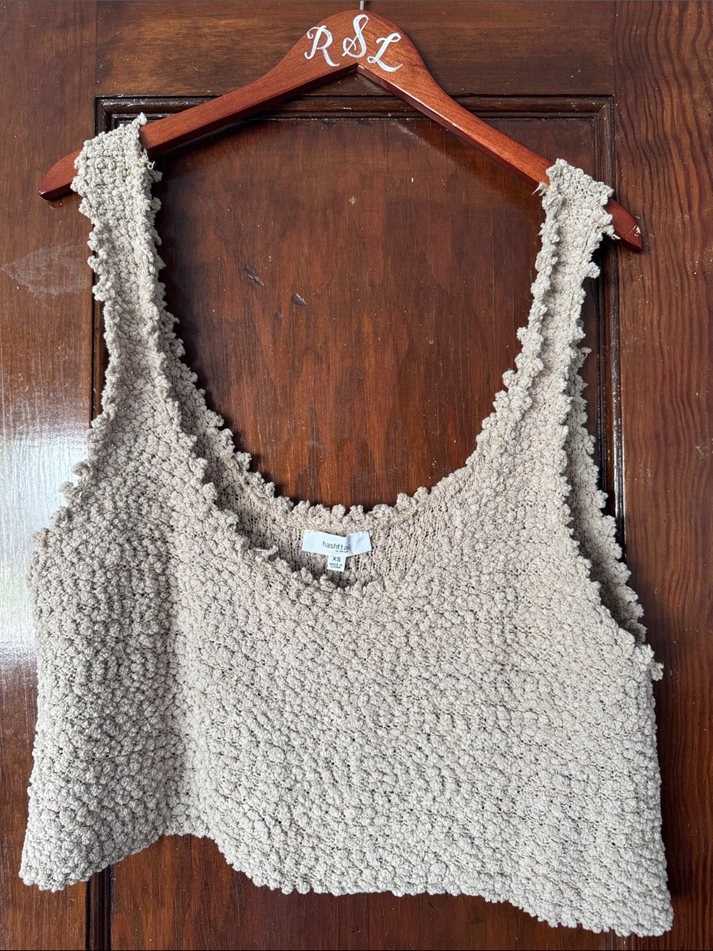Cozy Bouclé Crop Tank Top in Beige